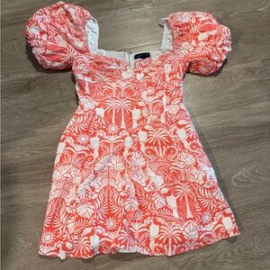White Lotus Season 3 Aqua Coral and White Floral Mini Dress